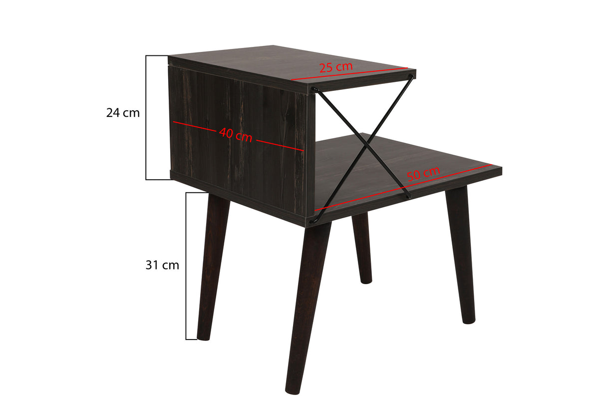 Comodino Cross Melaminico Marrone scuro 50x55x40 cm