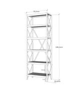 Libreria Suadiye in legno di pino atlantico melaminico nero 50x180x30 cm