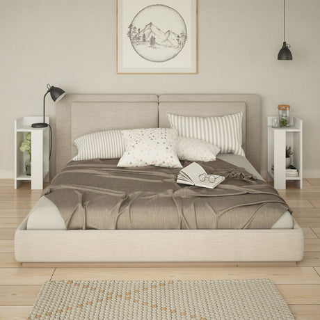 Nachtkastjes - Nachtkastje Set van 2 Elos Wit Melamine 25x60x27 cm - Dimehouse