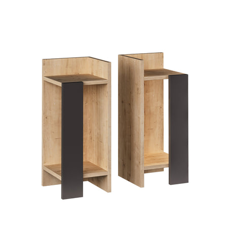 Comodino Set 2 Elos Rovere Antracite Melaminico 25x60x27 cm