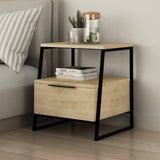 Nachtkastjes - Nachtkastje Pal Eik Melamine 45x50x40 cm - Dimehouse