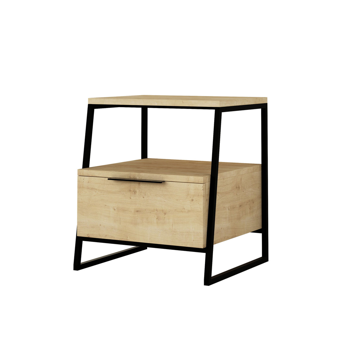 Comodino Pal Oak Melaminico Nero 45x50x41 cm