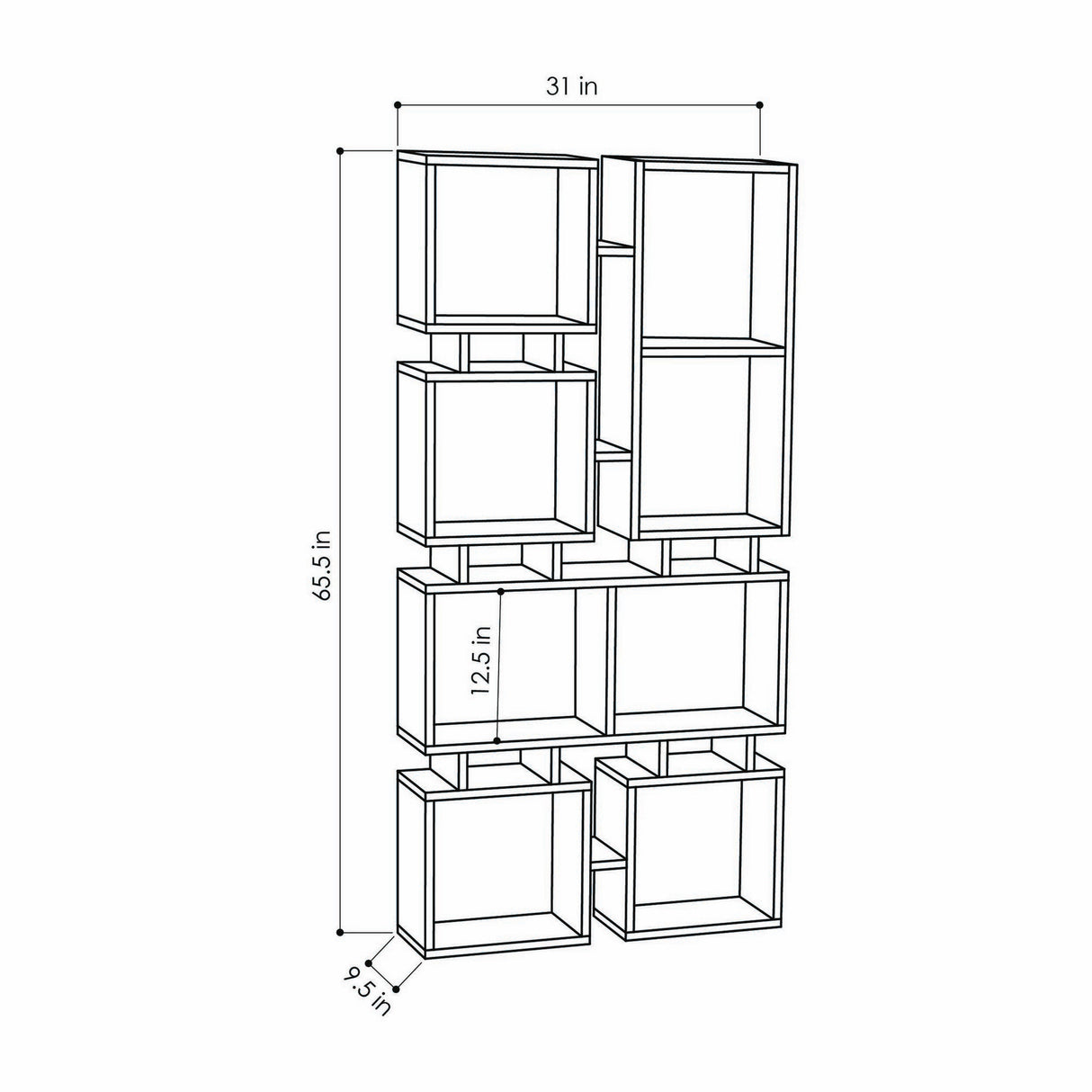 Boekenkasten - Boekenkast Rail Eik Melamine 79x166,5x24 cm - Dimehouse