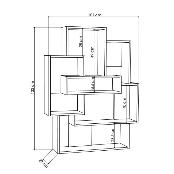 Libreria Barce Rovere Bianco Melaminico 101x132x22 cm