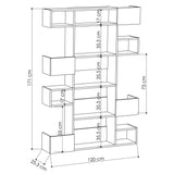 Libreria moderna vani asimmetrici melaminico rovere bianco Niho 120x171x20 cm