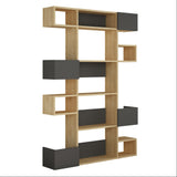 Boekenkasten - Moderne boekenkast met asymmetrische vakken eiken antraciet melamine Niho 120x171x20 cm - Dimehouse