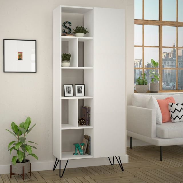 Boekenkasten - Boekenkast Jedda Wit Melamine 79x190x32 cm - Dimehouse