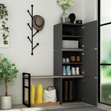 Schoenenkasten - Schoenenkast Mello Antraciet Bruin Melamine 109x149x39 cm - Dimehouse