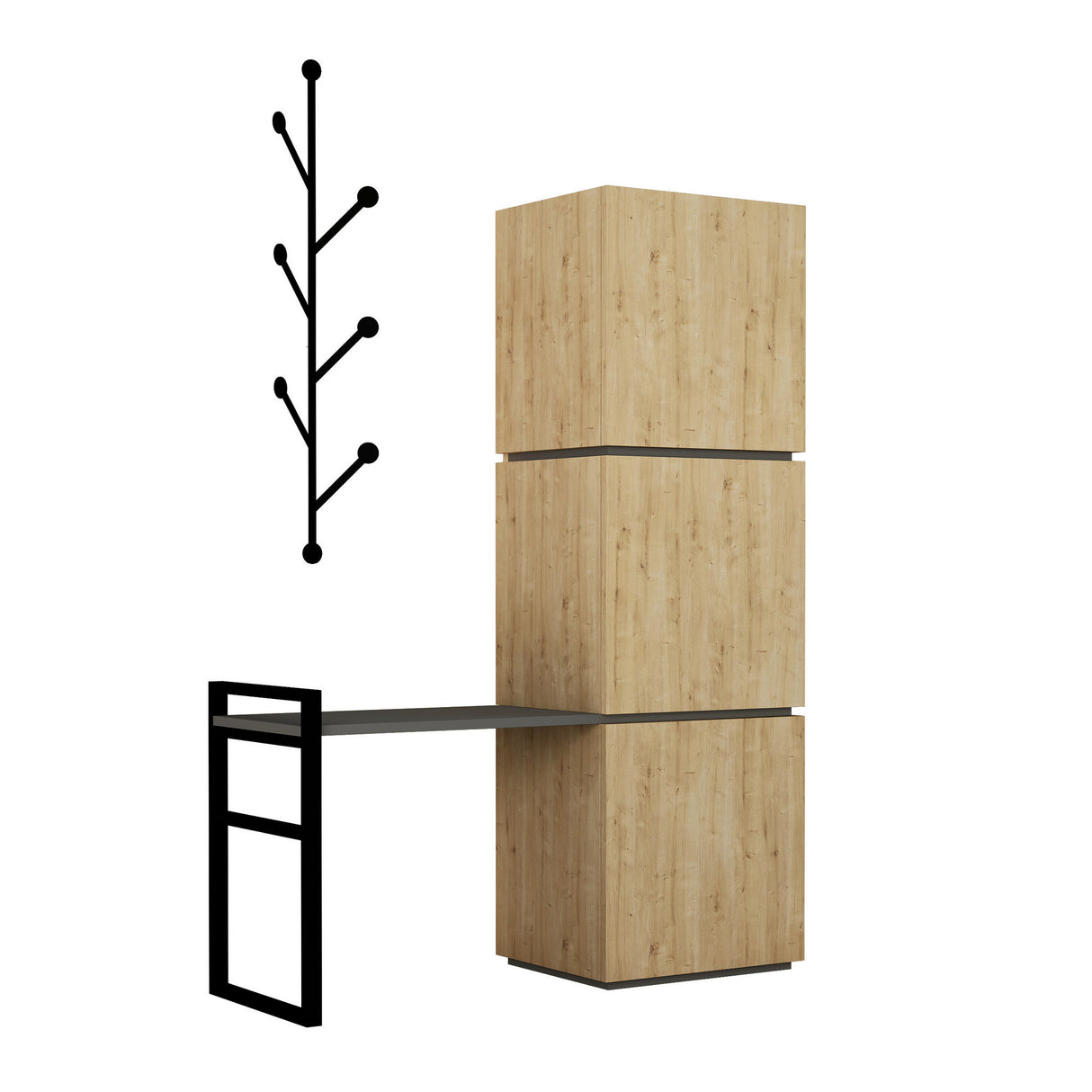 Schoenenkasten - Schoenenkast Mello Eik Antraciet Melamine 109x149x39 cm - Dimehouse