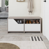 Schoenenkasten - Schoenenkast Nexus Mokka Wit Melamine 105x47x37 cm - Dimehouse