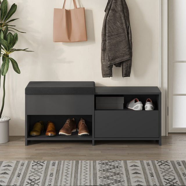 Schoenenkasten - Schoenenkast Filux Antraciet Melamine 120,3x51x40,5 cm - Dimehouse