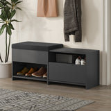 Schoenenkasten - Schoenenkast Filux Antraciet Melamine 120,3x51x40,5 cm - Dimehouse