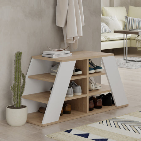 Scarpiera Pyramid Rovere Bianco Melaminico 105,5x50x37,5 cm