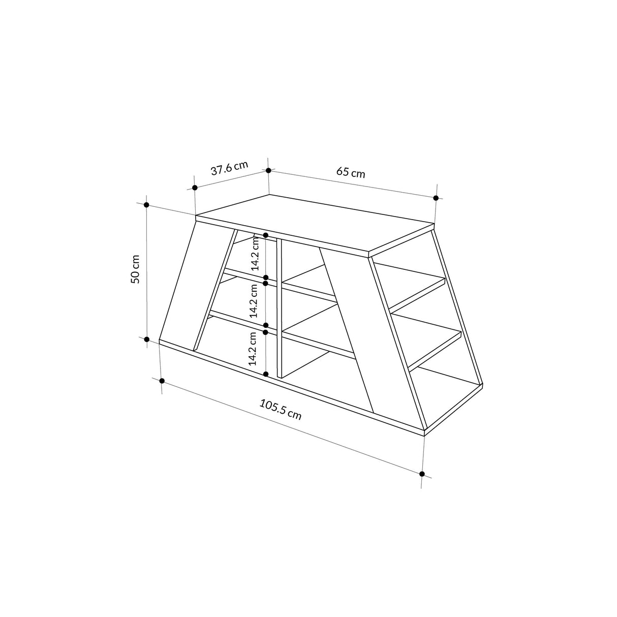 Schoenenkasten - Schoenenkast Pyramid Naturel Melamine 105,5x50x37,5 cm - Dimehouse