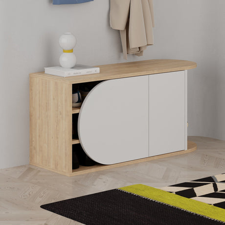 Scarpiera Nova Shoe Bench Rovere Bianco Melaminico 104x50x37 cm