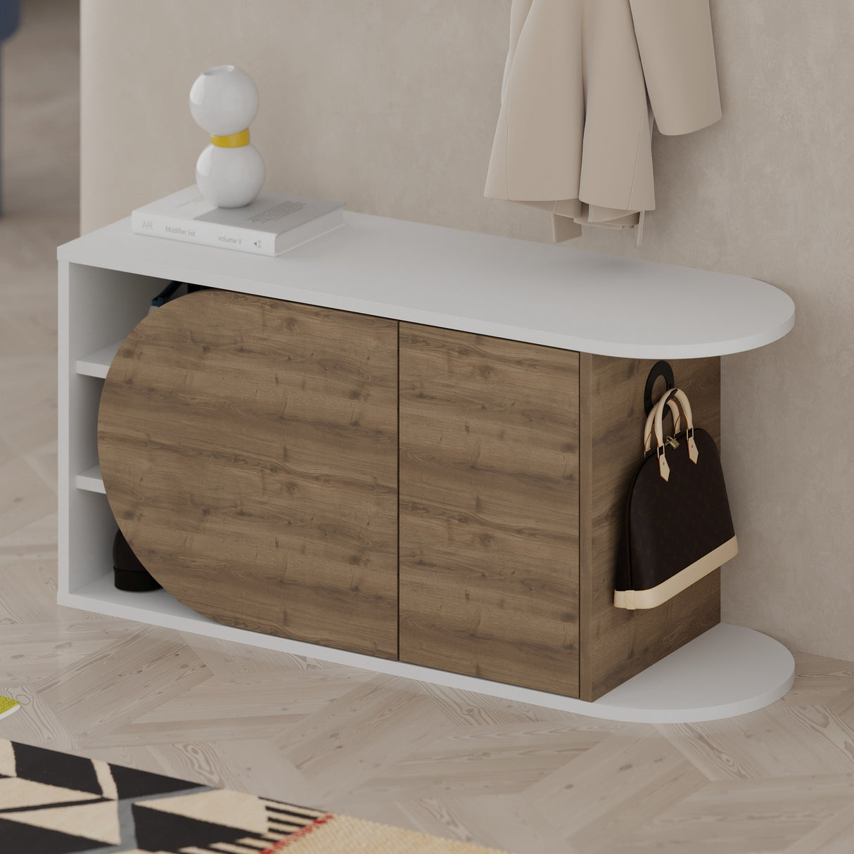 Scarpiera Nova Shoe Bench Bianco Naturale Melaminico 104x50x37 cm
