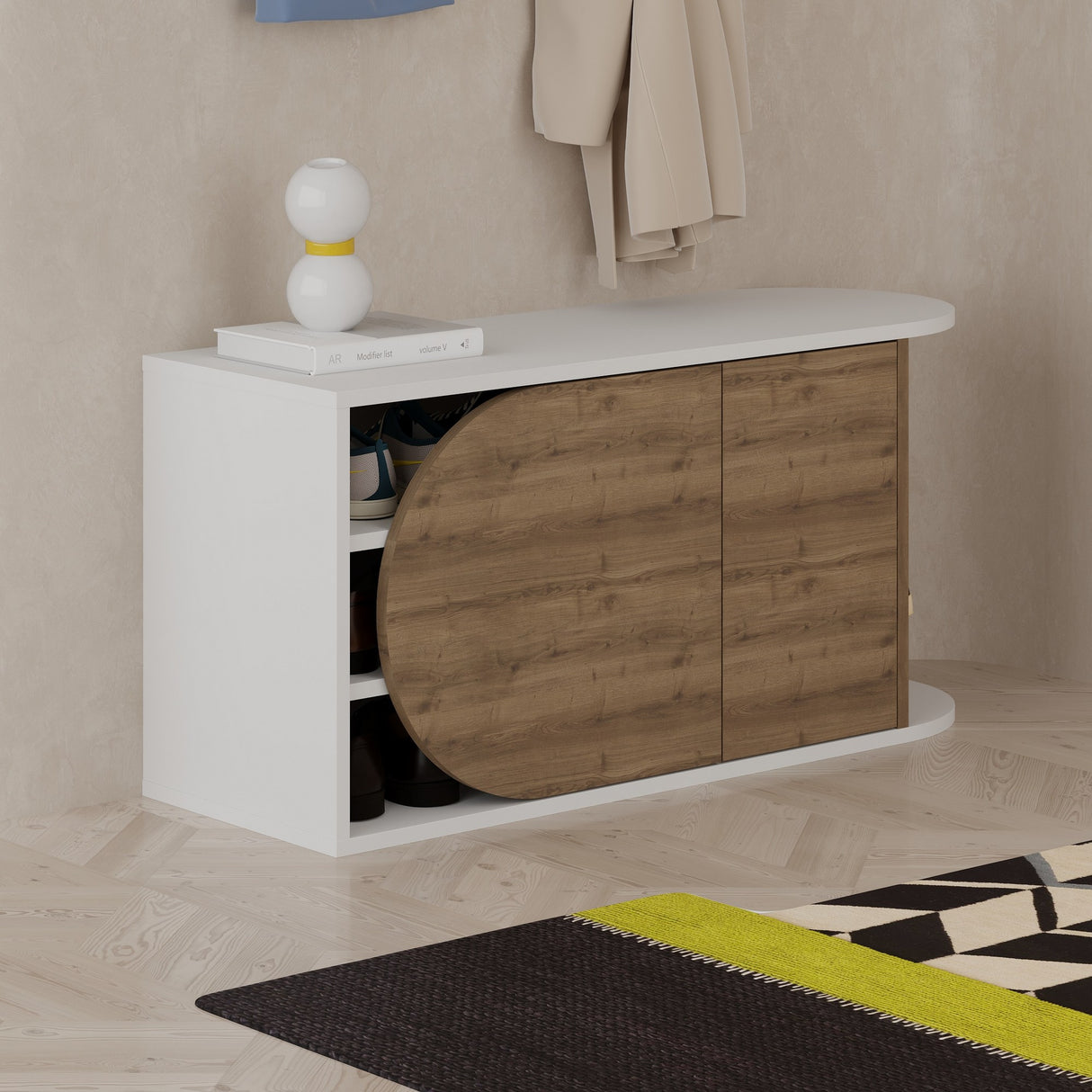Scarpiera Nova Shoe Bench Bianco Naturale Melaminico 104x50x37 cm