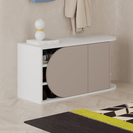 Scarpiera Nova Shoe Bench Mocha White Melaminico 104x50x37 cm