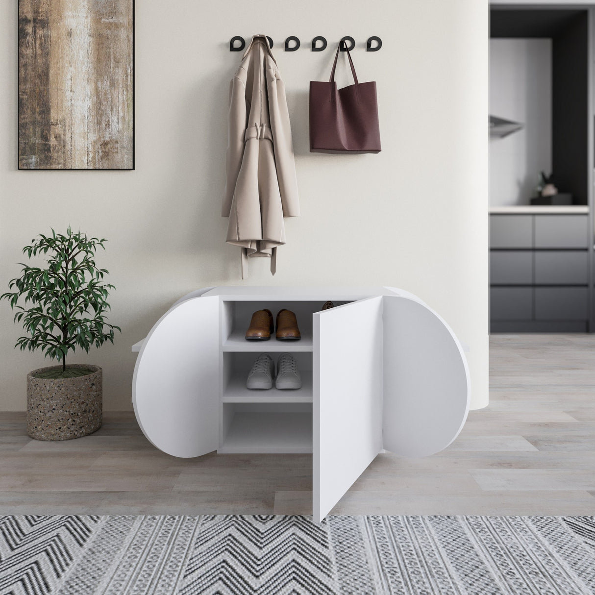 Scarpiera Pozy Shoe Bench Bianco Melaminico 110x50x40,4 cm