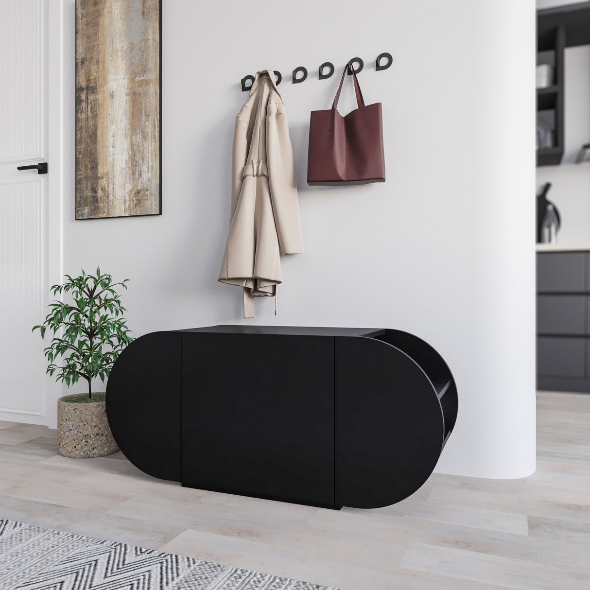 Scarpiera Pozy Shoe Bench Nero Melaminico 110x50x40,4 cm