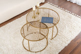 Salontafels - Moderne Ronde Salontafel Set van 2 Uru Goud - Brons Glas - 80/60 cm - Dimehouse