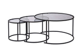 Salontafels - Moderne Salontafel Set van 3 Uru Zwart - Grijs Glas - 80/60/42 cm - Dimehouse