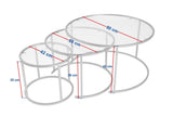 Salontafels - Moderne Salontafel Set van 3 Uru Zwart - Grijs Glas - 80/60/42 cm - Dimehouse