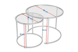 Salontafels - Moderne Ronde Salontafel Set van 2 Uru Zwart - Grijs Glas - 60/42 cm - Dimehouse
