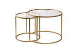 Set di 2 tavolini da caffè rotondi moderni Uru Gold - Vetro trasparente - 60/42 cm