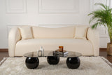 Salontafels - Organische salontafel grijs getint glas zwarte bolpoten Sphere 120x70 cm - Dimehouse