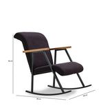 Fauteuils - Retro schommelstoel zwart velvet met beukenhout armleuning Yoka - Dimehouse