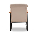 Fauteuils - Retro schommelstoel beige velvet met beukenhout armleuning Yoka - Dimehouse