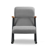 Fauteuils - Retro schommelstoel grijs velvet met beukenhout armleuning Yoka - Dimehouse