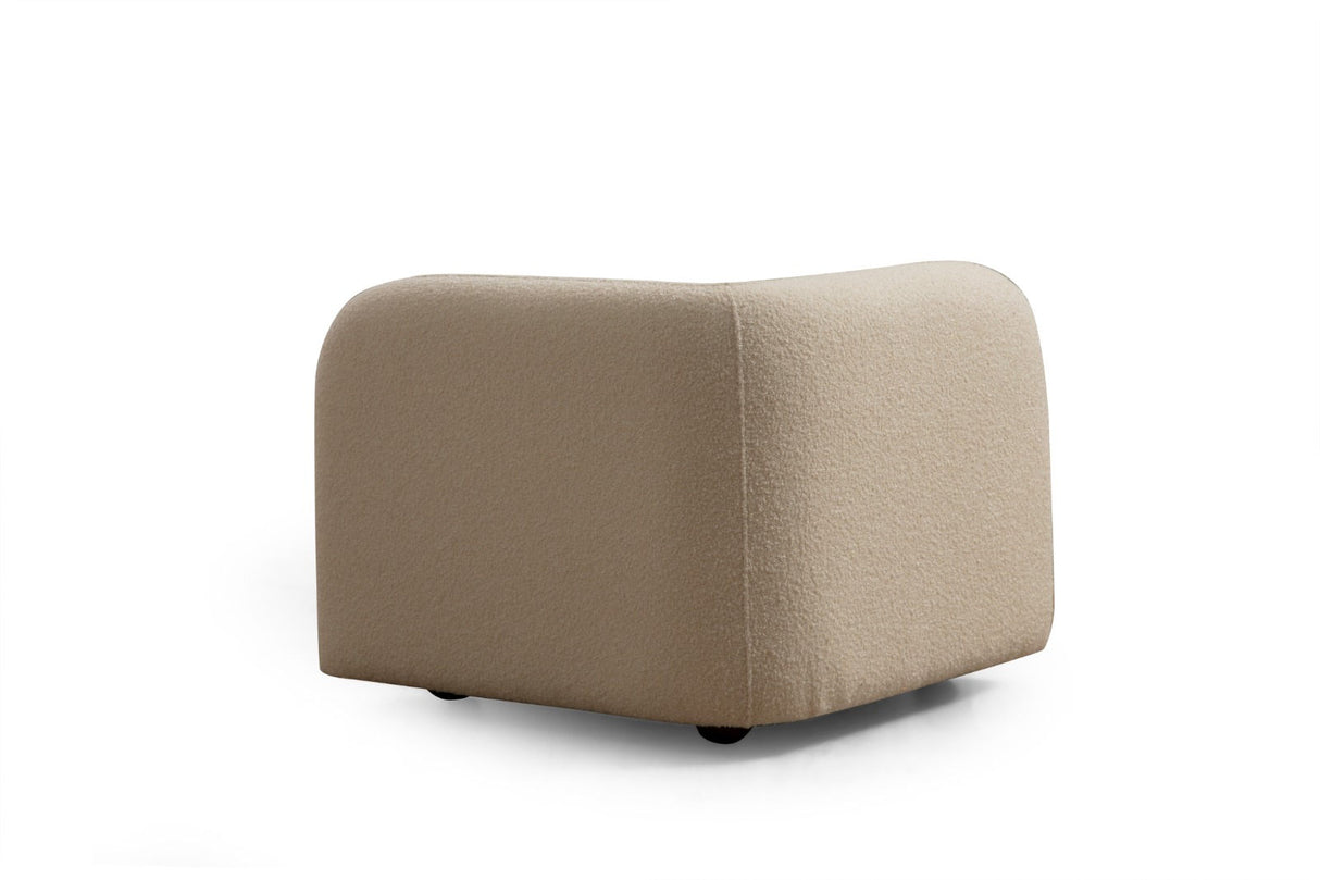 Fauteuils - Japandi fauteuil beige bouclé met walnoot poot Victoria - Dimehouse