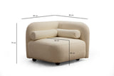 Fauteuils - Japandi fauteuil beige bouclé met walnoot poot Victoria - Dimehouse