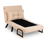 Fauteuils - Scandinavische slaapfauteuil Crème stof linnen look Sando - Dimehouse