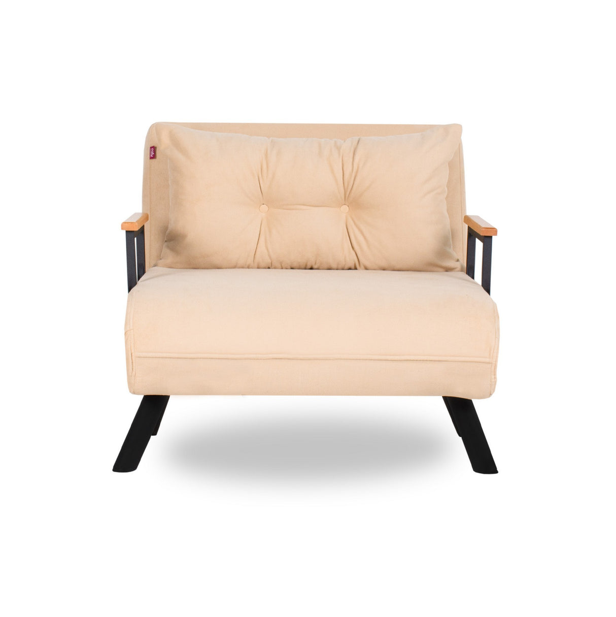 Fauteuils - Scandinavische slaapfauteuil Crème stof linnen look Sando - Dimehouse