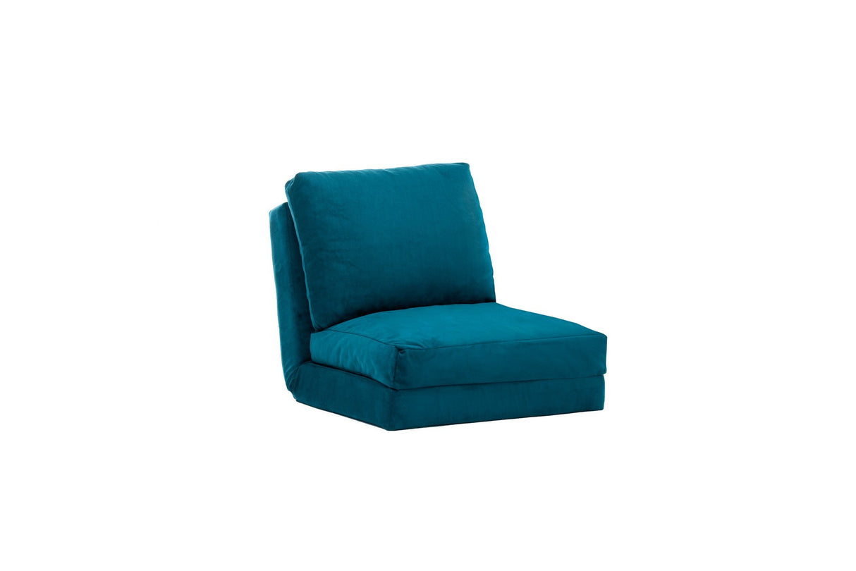 Fauteuils - Slaapfauteuil Petrol Blauw velvet stof Taida - Dimehouse