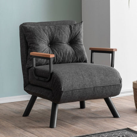 Fauteuils - Scandinavische slaapfauteuil Antraciet gemêleerde stof Sando - Dimehouse
