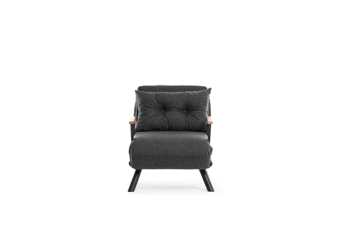 Fauteuils - Scandinavische slaapfauteuil Antraciet gemêleerde stof Sando - Dimehouse