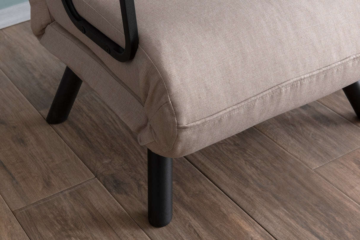 Fauteuils - Scandinavische slaapfauteuil Taupe stof linnen look Sando - Dimehouse
