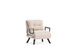 Fauteuils - Scandinavische slaapfauteuil Taupe stof linnen look Sando - Dimehouse