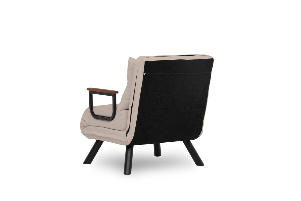 Fauteuils - Scandinavische slaapfauteuil Taupe stof linnen look Sando - Dimehouse