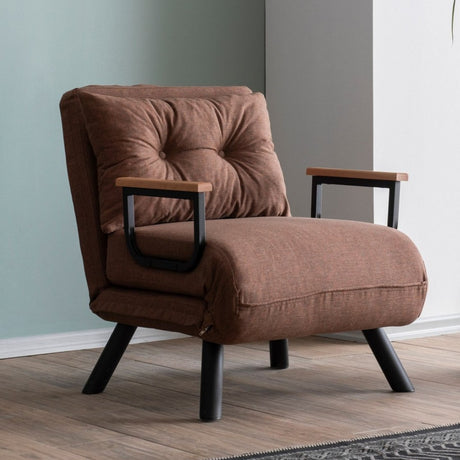 Fauteuils - Scandinavische slaapfauteuil Koper Bruin stof linnen look Sando - Dimehouse