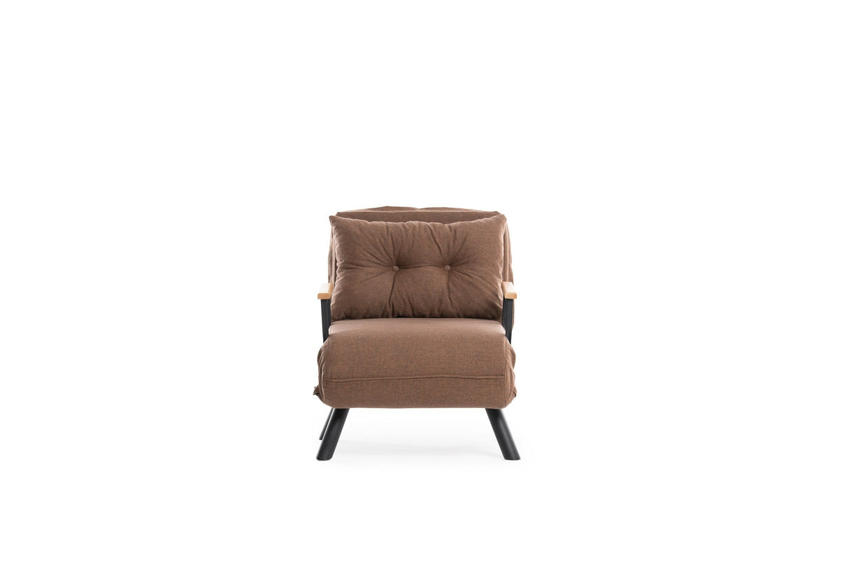 Fauteuils - Scandinavische slaapfauteuil Koper Bruin stof linnen look Sando - Dimehouse