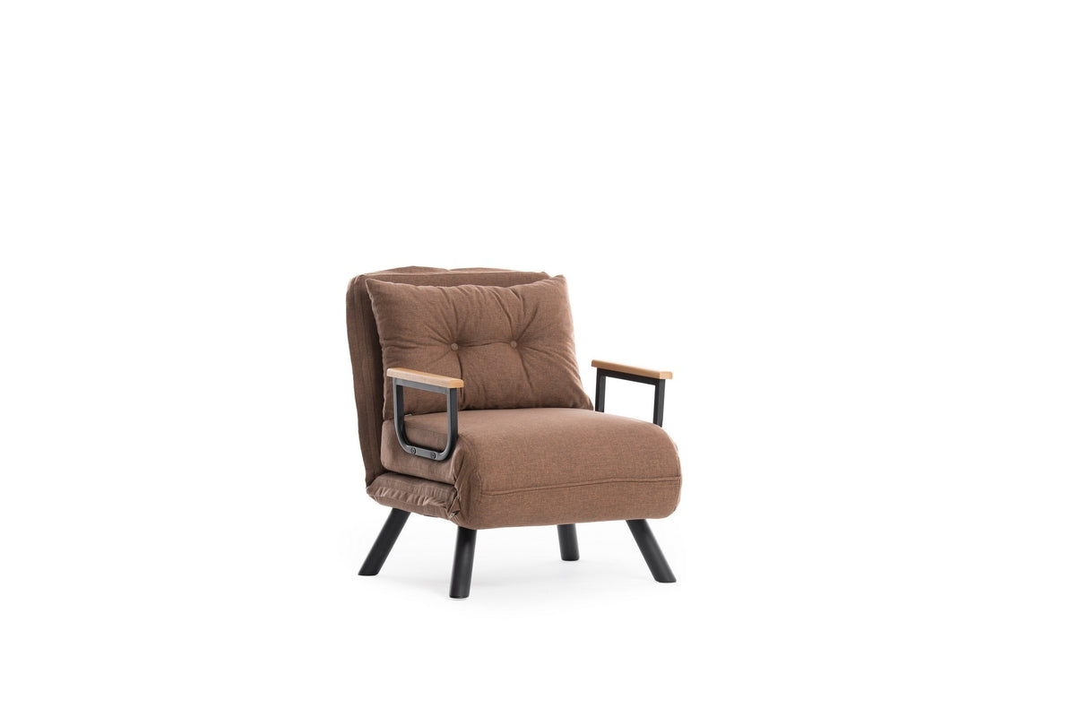 Fauteuils - Scandinavische slaapfauteuil Koper Bruin stof linnen look Sando - Dimehouse