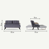 Divano letto in tessuto di lino beige 2 persone - Sando