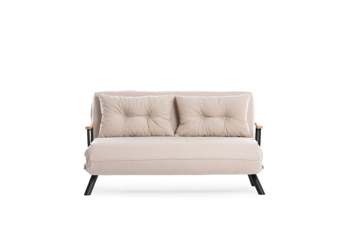 Divano letto in tessuto di lino beige 2 persone - Sando