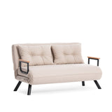 Divano letto in tessuto di lino beige 2 persone - Sando