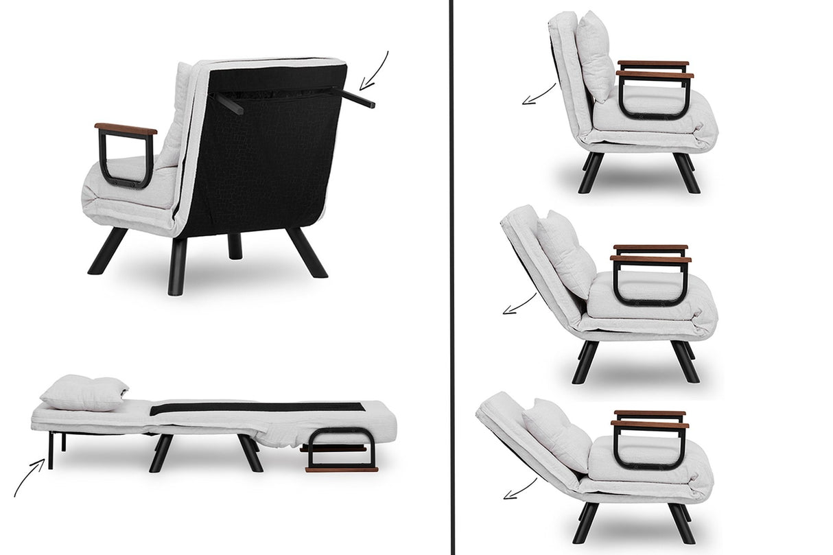 Fauteuils - Scandinavische slaapfauteuil Crème teddystof Sando - Dimehouse